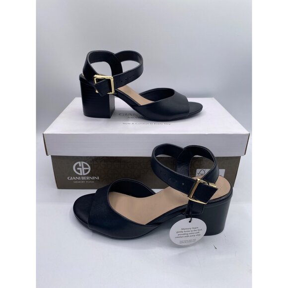 Giani Bernini Shoes - Giani Bernini Women's Townsonn Memory Foam Block Heel Black Sandals Size 5M NWB